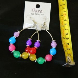 Tiara hook Earrings loop with colored round beads